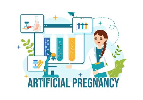 Artificial Pregnancy Vector Illustration with Couple After Successful ...
