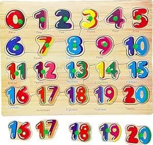 ELEXN 1 to 20 Wooden Number Numerical Puzzles Counting Board for Kids ...