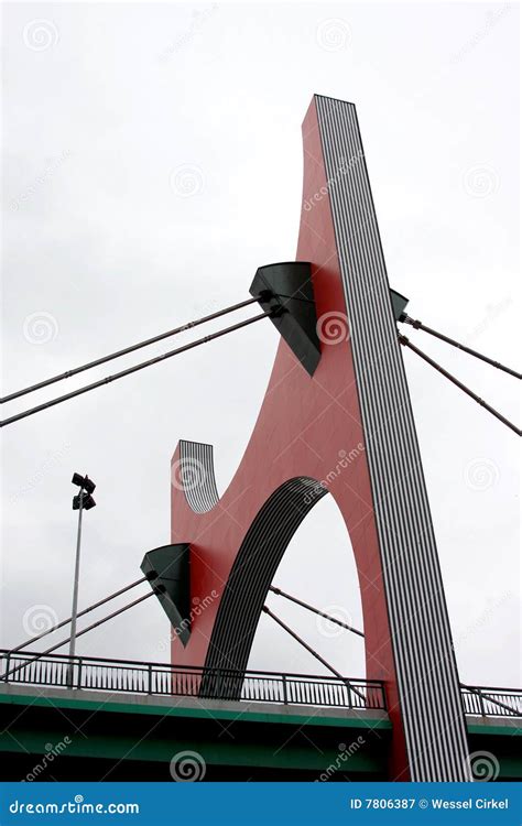 Red Principes De Espana Bridge in Spanish Bilbao Stock Image - Image of ...