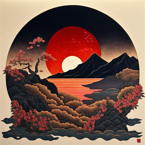 AI-MIDNIGHT SUNSET JAPANESE STYLE ART :: Behance