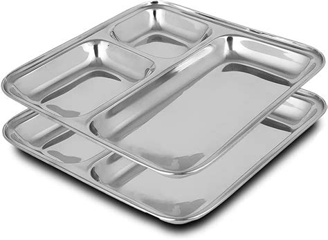 Buy coconut Stainless Steel Rectangle/Square Deep Dinner Plate(Heavy ...