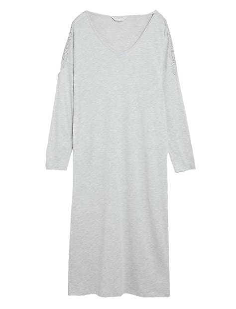 Buy Cool Comfort™ Cotton Modal Long Sleeve Nightdress at Marks & Spencer