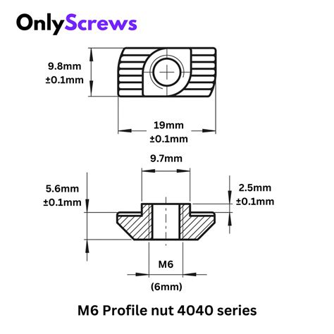 M6 Profile Nuts Mild Steel with Zinc plating for 4040 series (T Nut/Ha ...
