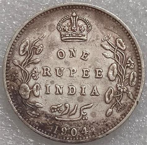 ANTIQUEWAY 1904 SILVER ONE RUPEE EDWARD VII DOT BOMBAY MINT BRITISH ...