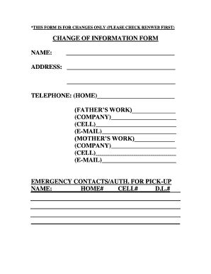 Fillable Online THIS FORM IS FOR CHANGES ONLY PLEASE CHECK RENWEB FIRST ...