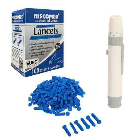 Niscomed Round Blood Glucometer Lancet with Lancing Device, Glucometer ...