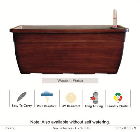 Reca 40cm Wooden Finish Rectangle Plastic Pot (Without Self-Watering K ...