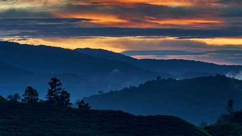 Download wallpaper 3840x2160 hills, trees, sunset, dusk, distance 4k ...