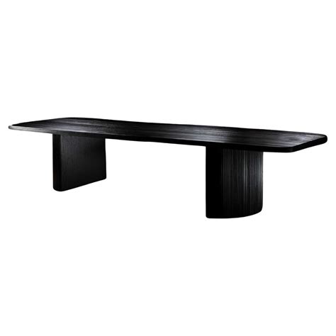 Ad Meliora Black Oak Dining Table with Fluted Detail Base For Sale at ...