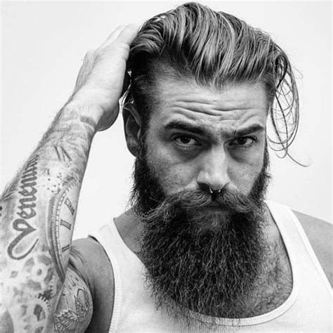 Hipster Long Slick Back with Long Full Beard - Mens Hairstyle 2020