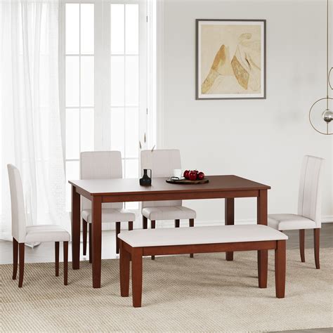 ESTRE Elderberry Rubber Wood 6-Seater Dinning Table | 4-Fully Cushione ...