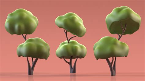 3D Cartoon Tree Two Branches Simple Coloring | 3D Molier International