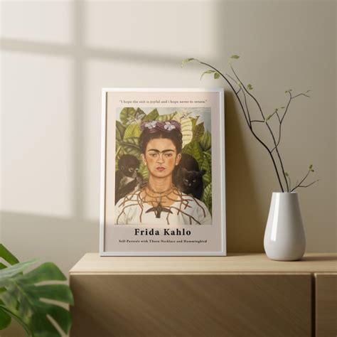 Self-Portrait with Thorn Necklace and Hummingbird by Frida Kahlo Poste ...