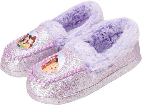 Buy Disney Girls' Princesses Slippers – Fuzzy Slipper Moccasins – Non ...