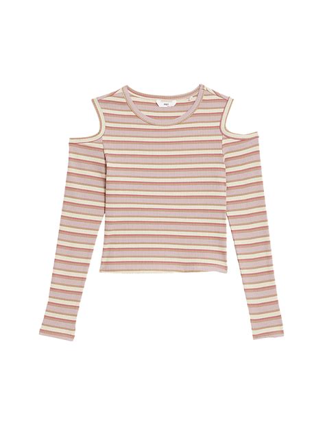 Buy Cotton Rich Ribbed Cold Shoulder Top (6-16 Yrs) at Marks & Spencer