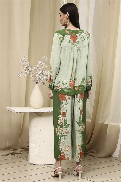 Buy Green Floral Printed Co-ord Set Online at Biba India