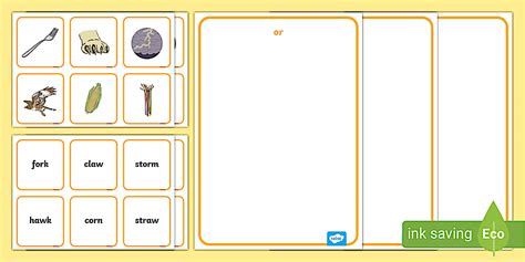 or Sound Family Sorting and Matching Activity Pack