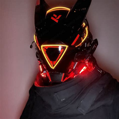 Cyberpunk Mask Helmet Cosplay Costumes Futuristic Black Full Face Mask ...