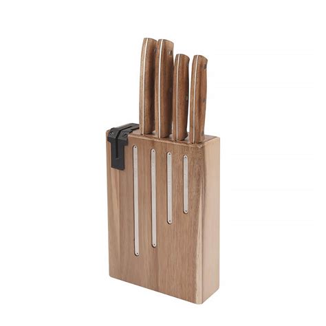 JD Bloc Acacia Kitchen Knives & Sharpener (Set of 4) – House of AnLi