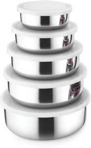 Brigo Stainless Steel, Plastic Storage Bowl Stainless Steel Storage ...