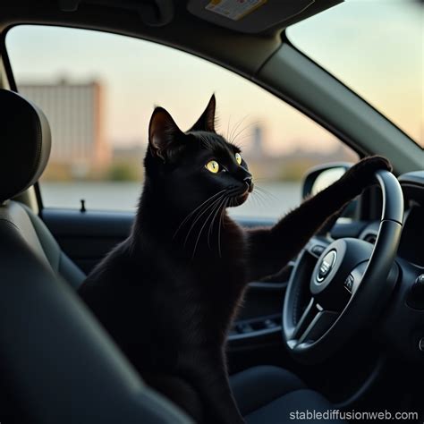 Cat driving a car | Stable Diffusion Online
