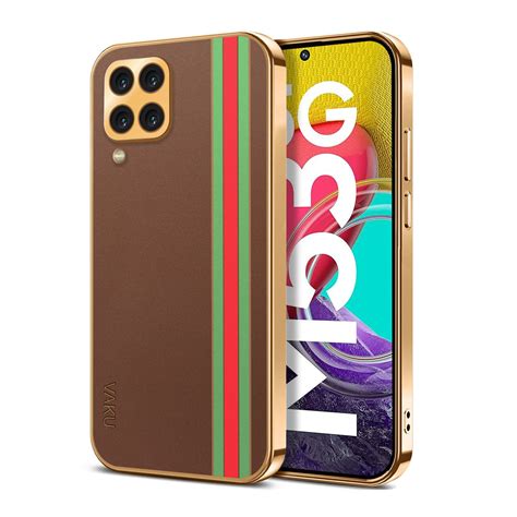 Vaku ® Samsung Galaxy M53 5G Felix Line Leather Stitched Gold ...