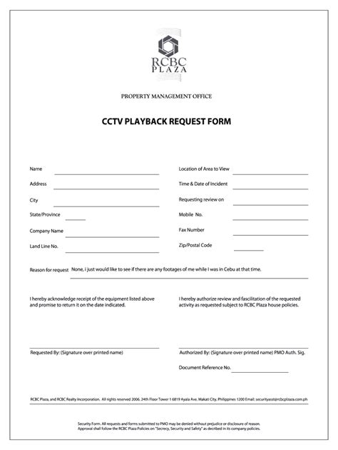 2006 PH RCBC Plaza CCTV Playback Request Form - Fill Out, Sign & Share ...