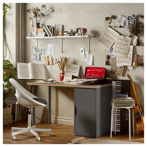 LAGKAPTEN / ALEX desk, grey/wood effect, 120x60 cm (471/4x235/8") - IKEA