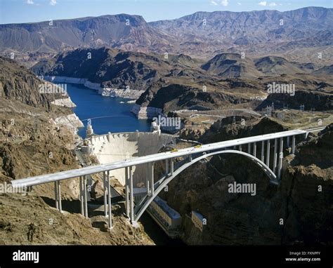 The Hoover Dam and bypass bridge in Boulder City, Nevada Stock Photo ...