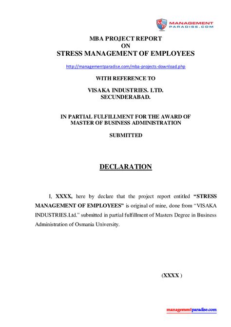 Stress-management-of-employees-mba-project-report compress - MBA ...