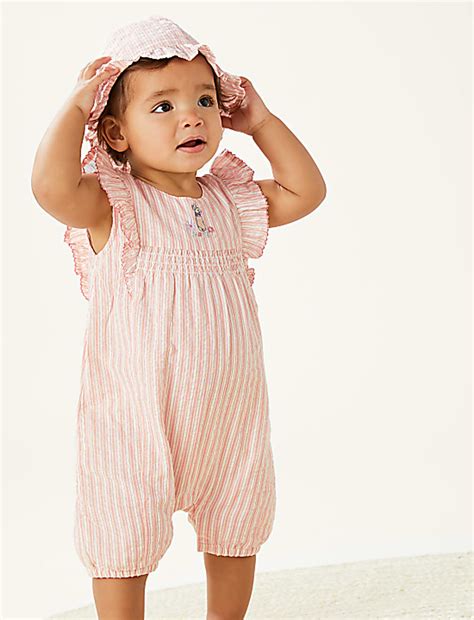Buy Pure Cotton Peter Rabbit™ Striped Romper at Marks & Spencer