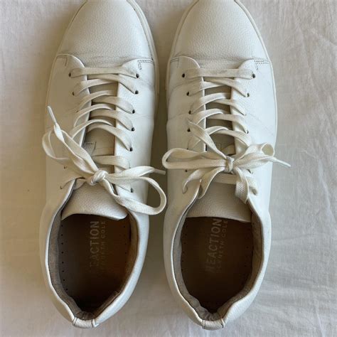 Kenneth Cole white leather sneakers in like new... - Depop