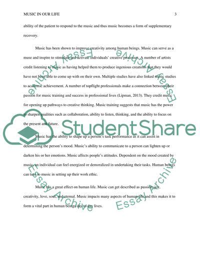 Music in our life Essay Example | Topics and Well Written Essays - 500 ...