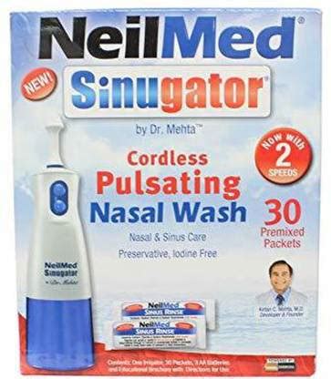 neilmed Sinugator Cordless Pulsating Nasal Wash with 30 Premixed ...