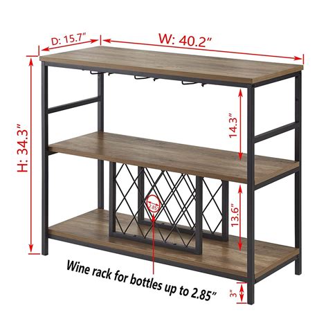 FOLUBAN Wine Rack Table, Industrial Bar Buffet Cabinet for Liquor and ...