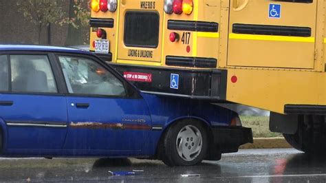 Car, school bus collide near downtown Springfield