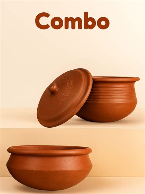 Buy Earthen Clay Cookware Combo 1.5L & 2.5L|Traditional Mitti Ke Bartan