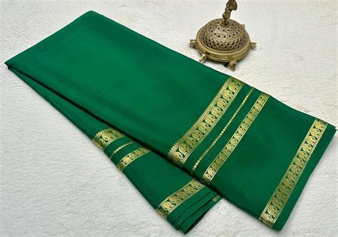 Soft Silk Saree with Traditional Gaj (Elephant) Motif Zari Border ...
