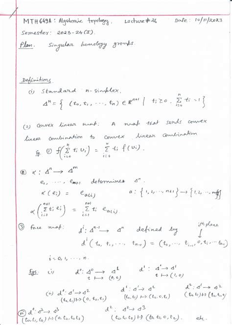 MTH649A 2023-24(I) Lecture 26 - MTH649A : Algebraic topology Lecture 26 ...