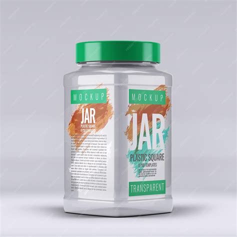 Premium PSD | PSD plastic square green jar mockup