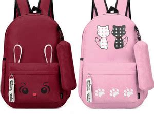 Trenzu Stylish School College Backpack 15 L Backpack Maroon-Pink ...