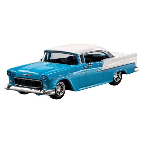 Collection Blue White 1955 Chevrolet Bel Air 1:64 Scale Die-Cast Car B ...