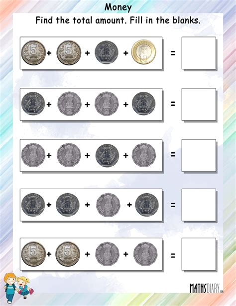 Image result for Adding 3 Coins Worksheet