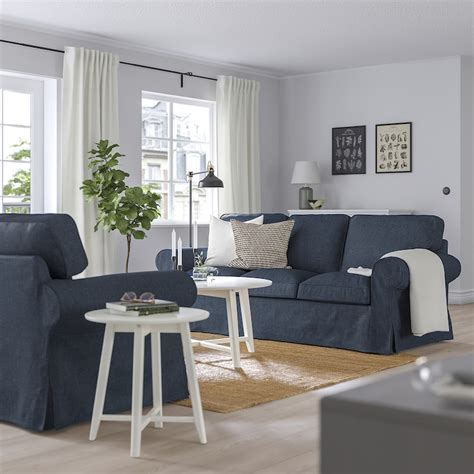 EKTORP 3-seat sofa, Kilanda dark blue - IKEA