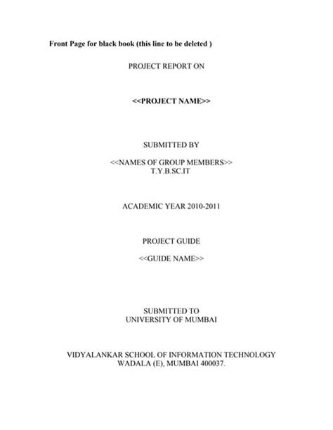 Image result for Project Report Format Example