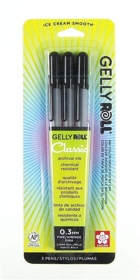 Sakura 37381 3-Piece Gelly Roll Blister Card Fine Point Gel Ink Pen Set ...