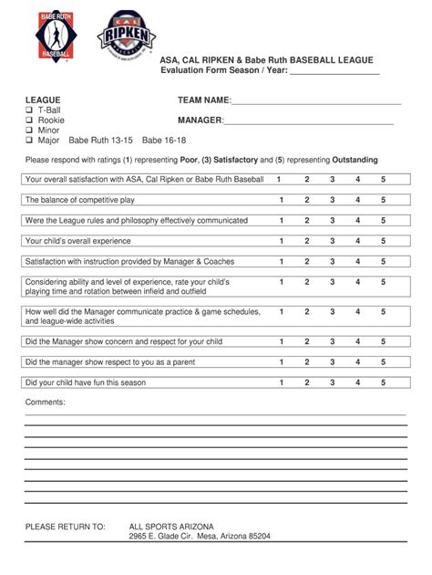 ASA CAL RIPKEN Babe Ruth Baseball Form - Fill Online, Printable ...