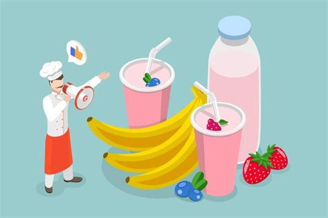 D isometric flat vector illustration of healthy sweet dessert freezing ...