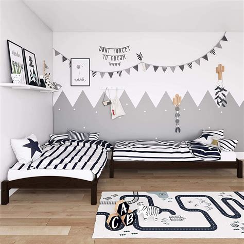 APRODZ Shipry Stackable Twin Size Mango Wood Beds Without Storage 2 ...