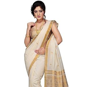 R SELVAMANI TEX Women's Selvamani Tex Cotton Kerala Kasavu Zari Saree ...